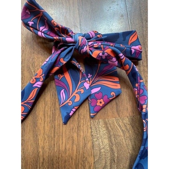 Boden Levanzo Halter Bikini Top US 16 18 Twist Blue Orange Floral Swim - Picture 3 of 11